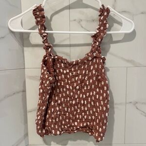 Abercrombie & Fitch Ruffled Camisole in mauve pink and White